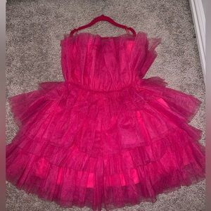 Mable Hot Pink Layered Tulle Dress
